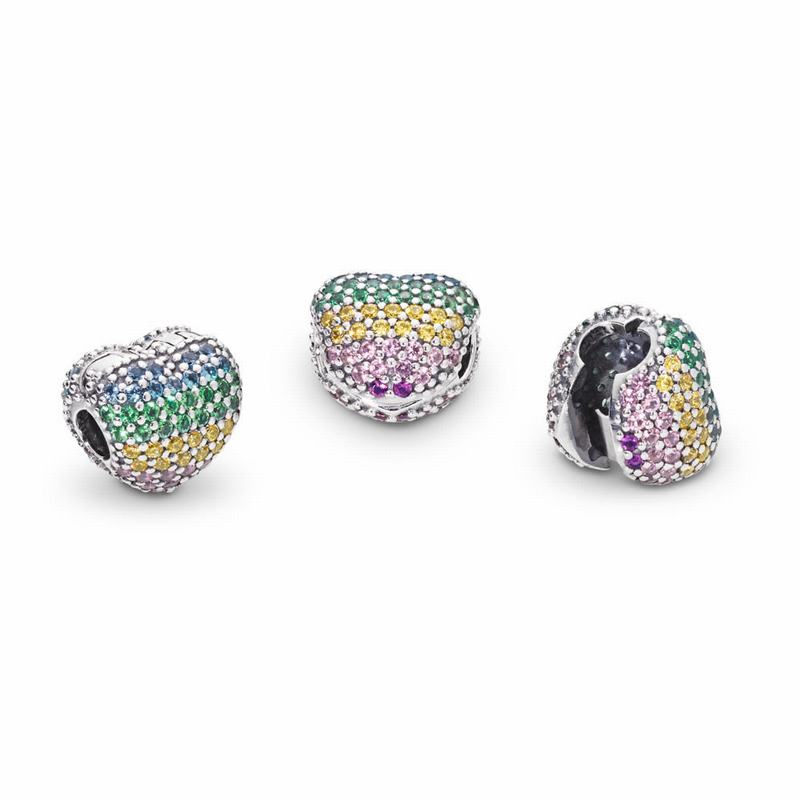 Pandora Open My Heart Pavé Clip Charm Silver Egypt LG2840397